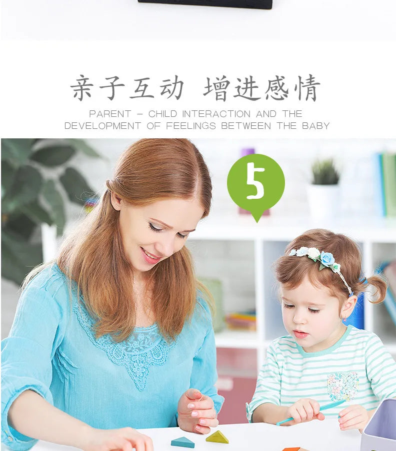 Children Wooden Puzzle Domino Tangram Toys Early Learning Education Intelligence Kids Interactive Game Toys with Retail Box