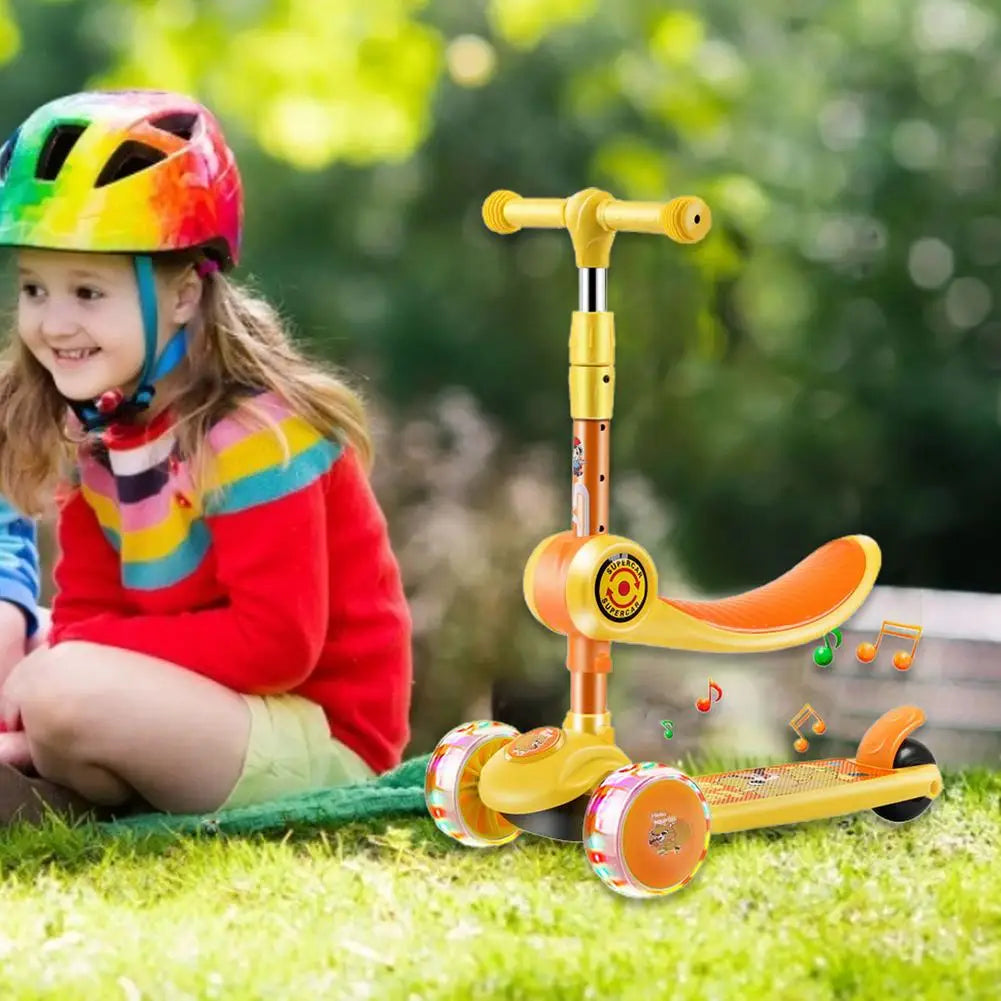 Children 3 Wheel Kick Scooter Aluminum alloy skateboard kids Adjustable Height Flashing Light Wheel Foot Scooters Toys Gifts
