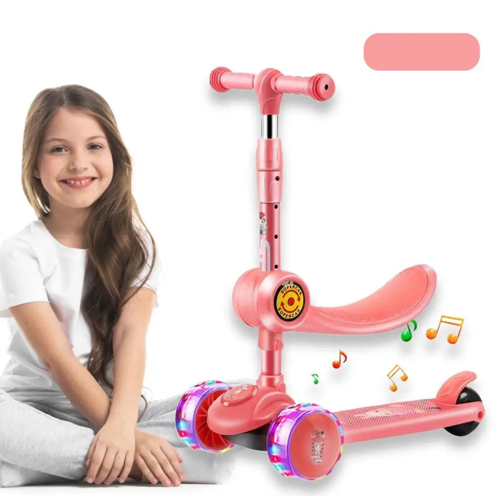Children 3 Wheel Kick Scooter Aluminum alloy skateboard kids Adjustable Height Flashing Light Wheel Foot Scooters Toys Gifts