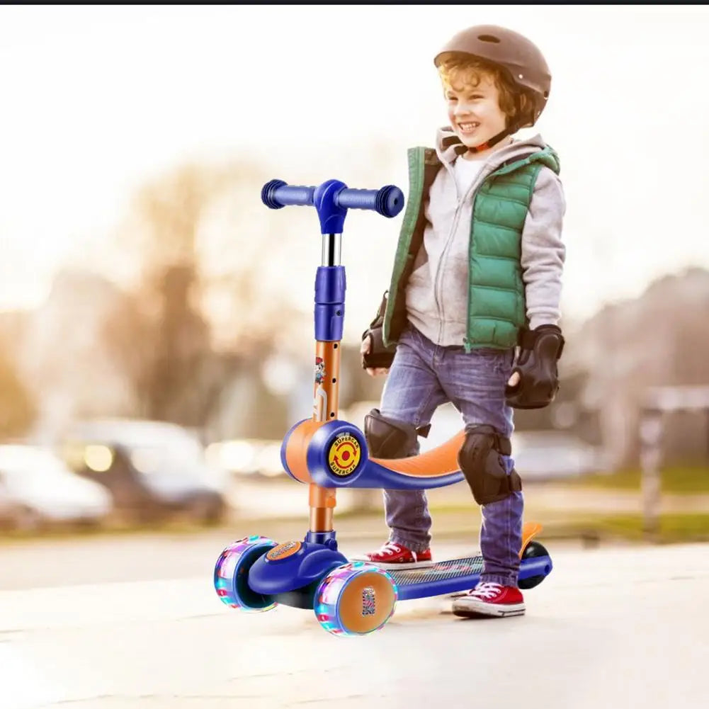 Children 3 Wheel Kick Scooter Aluminum alloy skateboard kids Adjustable Height Flashing Light Wheel Foot Scooters Toys Gifts