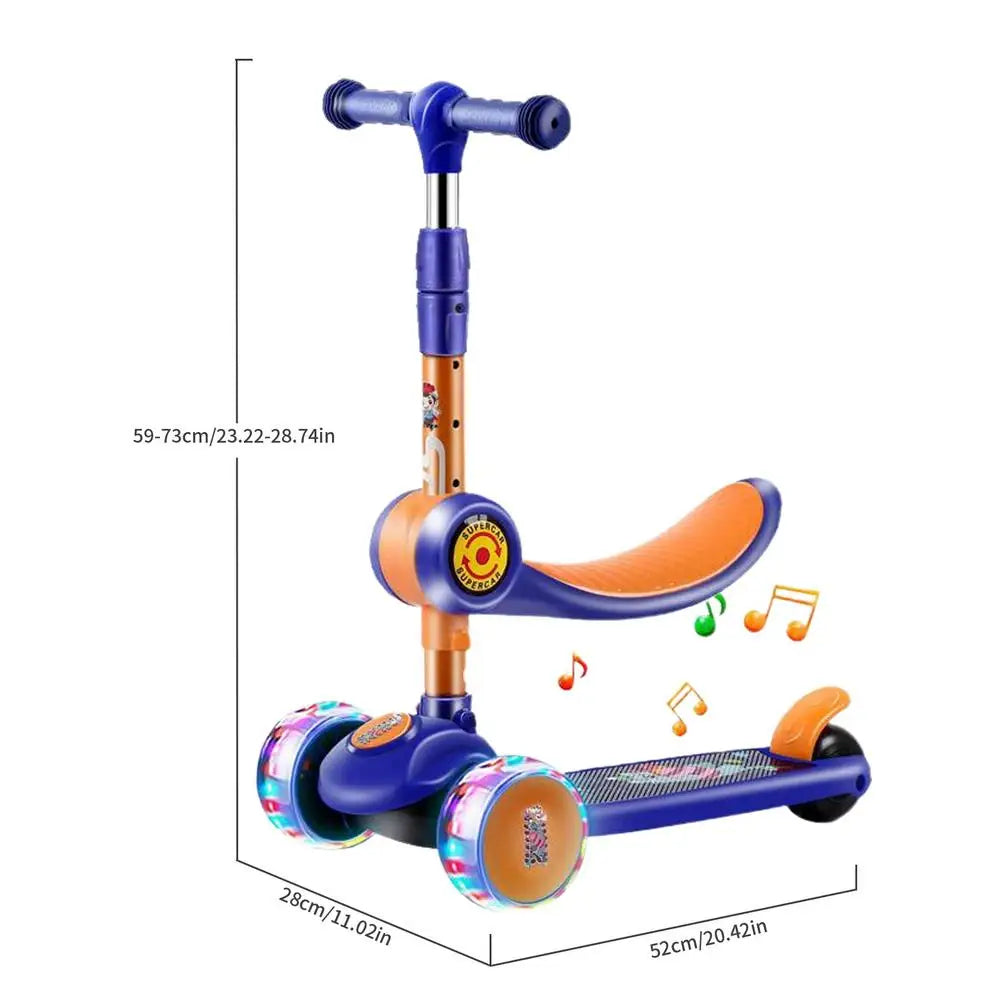 Children 3 Wheel Kick Scooter Aluminum alloy skateboard kids Adjustable Height Flashing Light Wheel Foot Scooters Toys Gifts