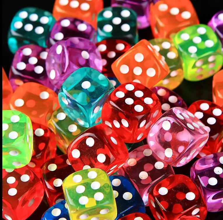 30PCS 6 Sided Portable Table Games Dice 14MM Acrylic Round Corner Board Game Dice Party Gambling Game Cubes Digital Dices YJN