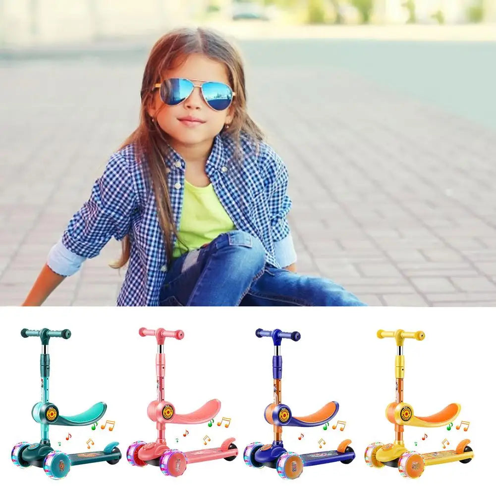 Children 3 Wheel Kick Scooter Aluminum alloy skateboard kids Adjustable Height Flashing Light Wheel Foot Scooters Toys Gifts