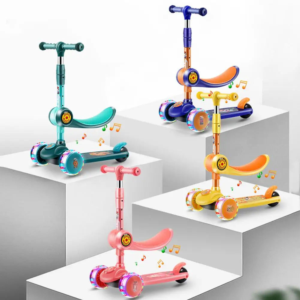 Children 3 Wheel Kick Scooter Aluminum alloy skateboard kids Adjustable Height Flashing Light Wheel Foot Scooters Toys Gifts