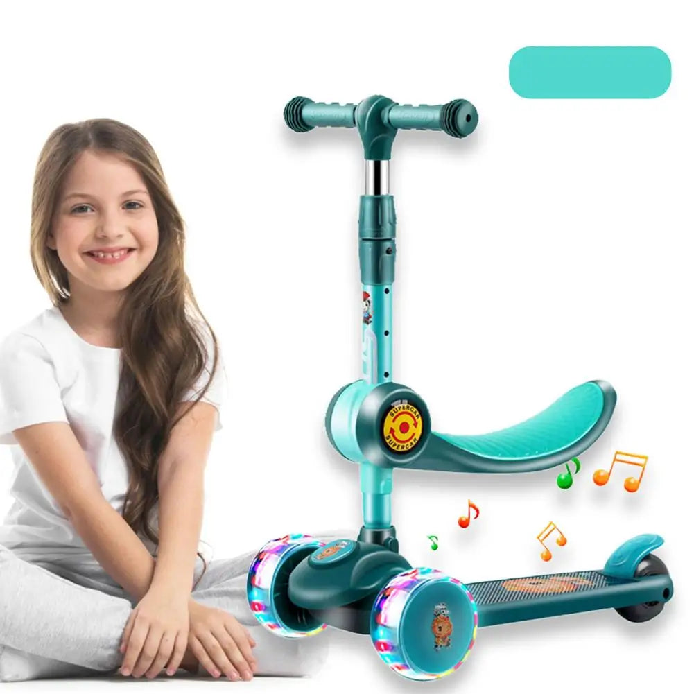 Children 3 Wheel Kick Scooter Aluminum alloy skateboard kids Adjustable Height Flashing Light Wheel Foot Scooters Toys Gifts