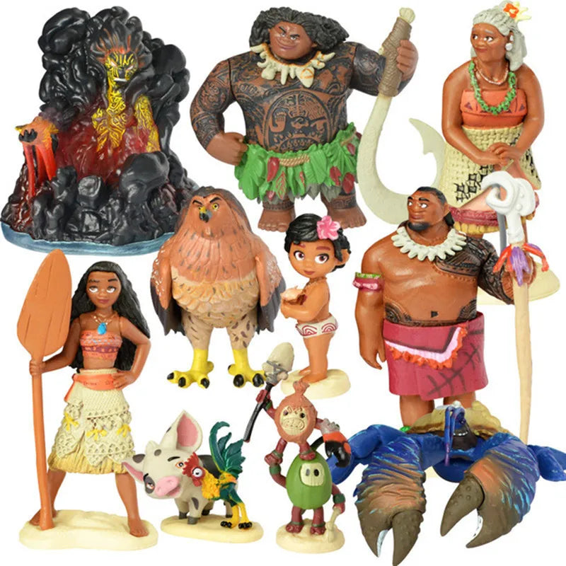 6/10pcs Set Disney Movie Moana Figure Dolls Set Demigod Maui Moana Waialiki Heihei Action Figure Model Kids Birthday Gift
