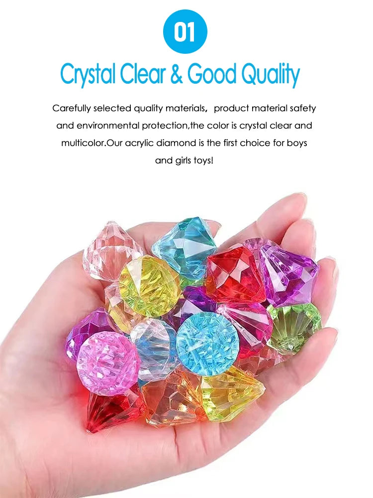 Colorful Stone Diamond Gem Pirate Treasure Jewel Años Kids Swimming Diving Pool Party Throw Toy For Girls Boy Niñas DIY Crafts