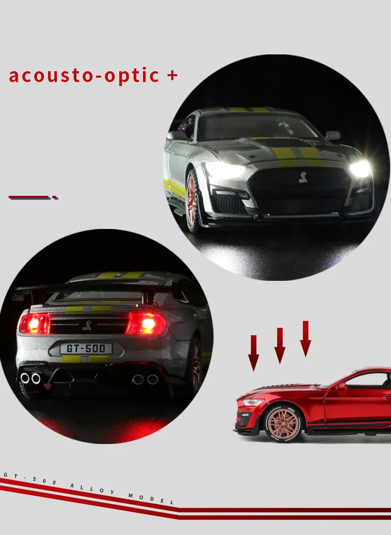 1:32 Ford Mustang Shelby GT500 Alloy Sports Car Model Diecast & Toy Vehicles Metal Car Model Simulation Collection Kids Toy Gift