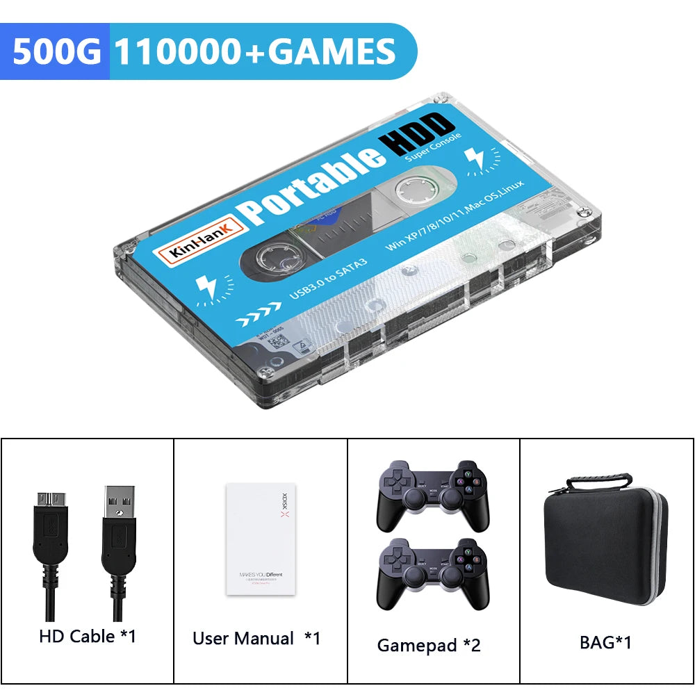 Kinhank Super Console X Batocera 33 500G 2T Hard Drive Disk 110000+ Retro Video Games For MAME/ARCADE/SS/DC Plug and Play