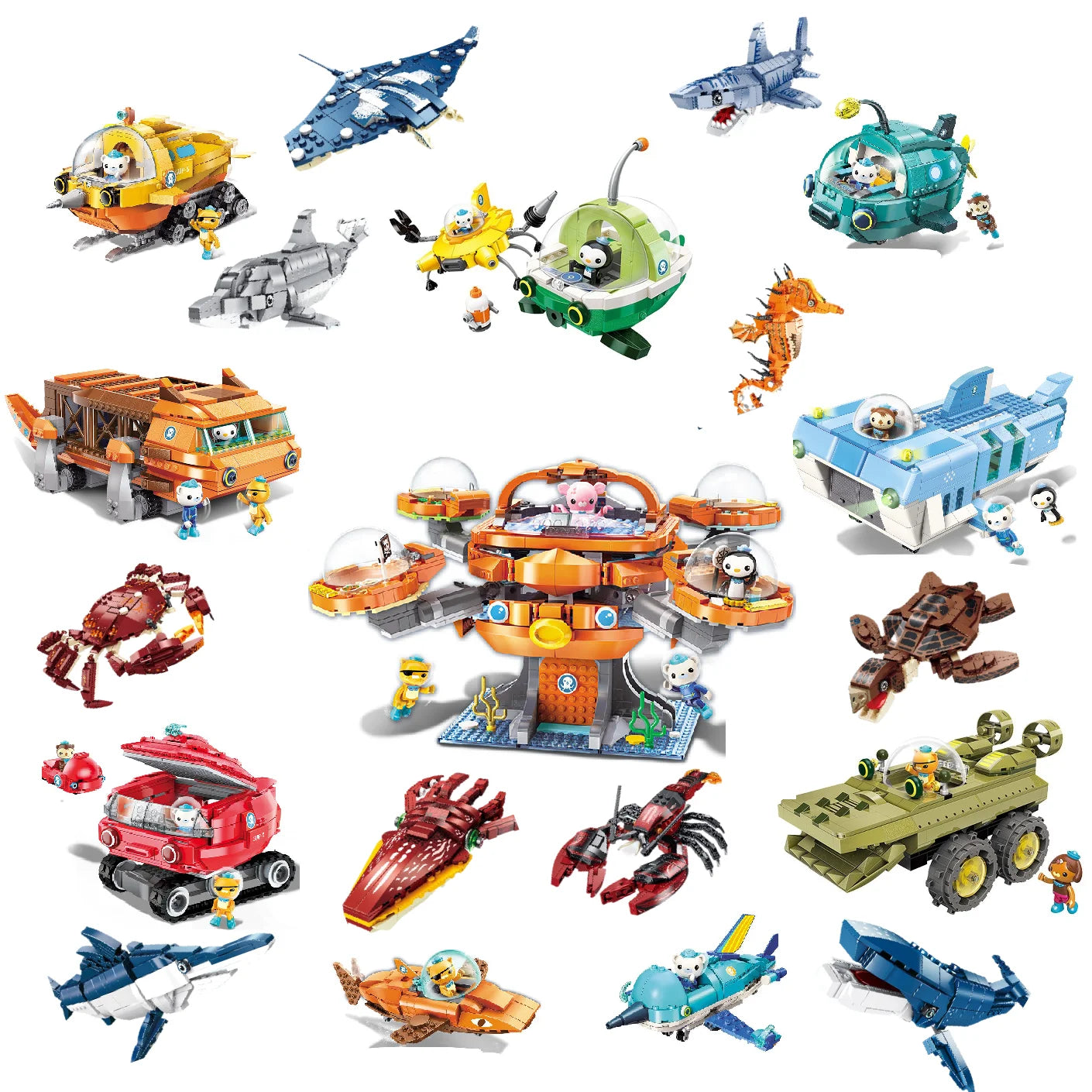Anime octonauts Octopod GUP Building Blocks Action Figures Ocean creatures Toy Bricks Friend Interaction Kids Toys