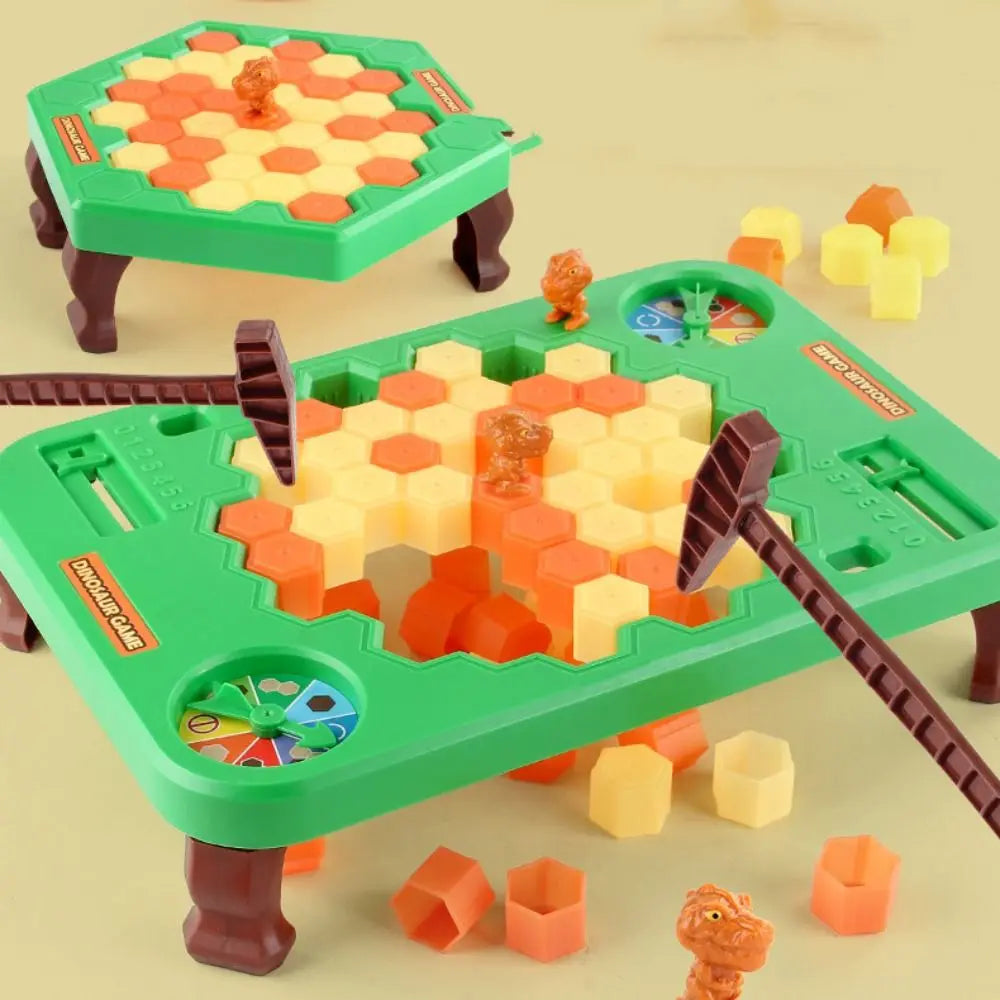Block Board Game Dinosaur Ice Breaking Game Toy Funny Animals Ice Cubes Balance Toy Green Plastic Dinosaur Trap Toys