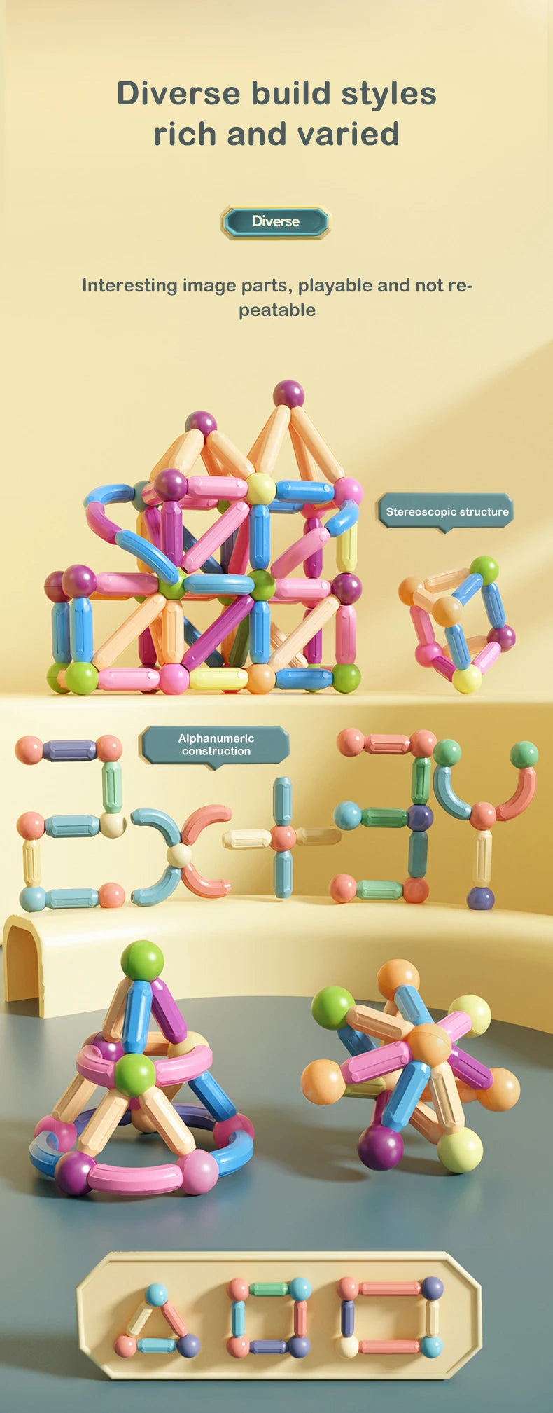 Kids Magnetic Construction Set Magnetic Balls Stick Building Blocks Montessori Educational Toys For Children Gift