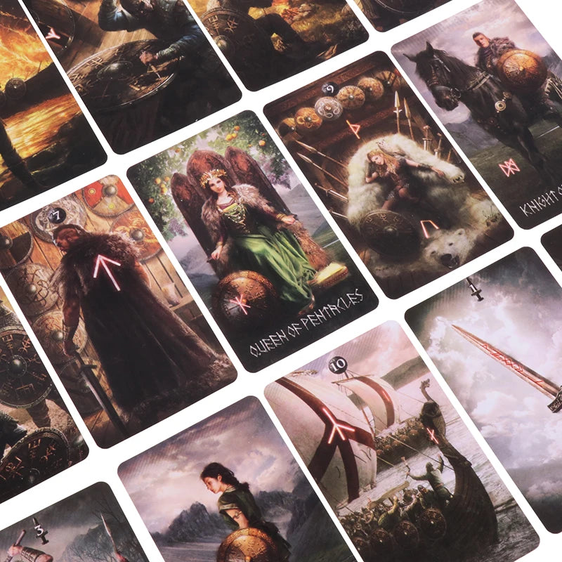 80pcs/box Runic Tarot Cards Oracle Cards Prophecy Fate Divination Family Party Board Game Beginner Card Fortune Telling Game