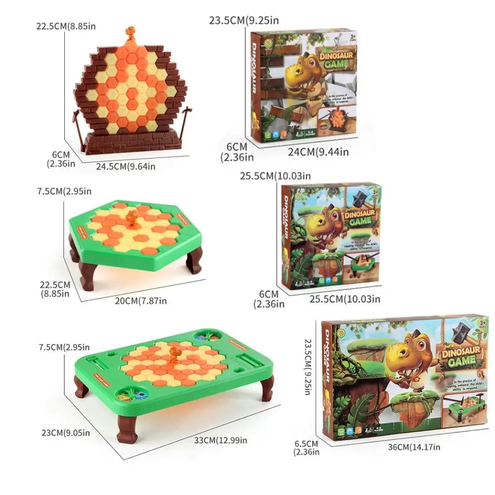 Block Board Game Dinosaur Ice Breaking Game Toy Funny Animals Ice Cubes Balance Toy Green Plastic Dinosaur Trap Toys