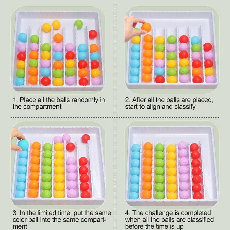 Color Sorting Ball Toy Colorful Balls Sensory Game Rainbow Balls Board Game Color Sorting Counting Puzzle for Kids Gifts