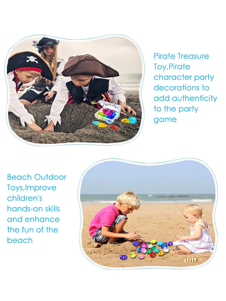Colorful Stone Diamond Gem Pirate Treasure Jewel Años Kids Swimming Diving Pool Party Throw Toy For Girls Boy Niñas DIY Crafts