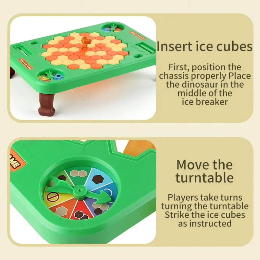 Block Board Game Dinosaur Ice Breaking Game Toy Funny Animals Ice Cubes Balance Toy Green Plastic Dinosaur Trap Toys
