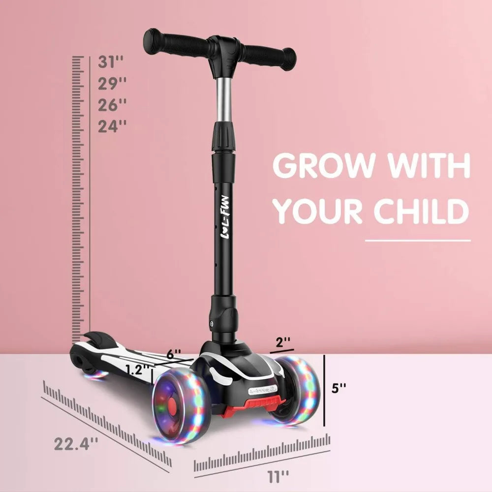 Toddler Scooter for Kids Ages 3-12 Years Old Boy Girl with 3 Wheel LED Lights, Extra-Wide Childrens Foldable Kick Scooter Kids