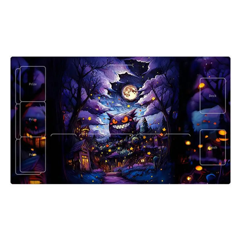 60*35*0.2cm Anime Pokemon GAME PTCG Dedicated Card Playmat Battle Against Starry Night Series Pikachu Gengar Collection Gift Toy