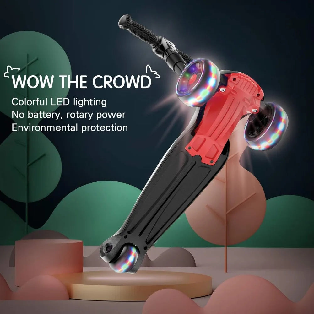 Toddler Scooter for Kids Ages 3-12 Years Old Boy Girl with 3 Wheel LED Lights, Extra-Wide Childrens Foldable Kick Scooter Kids