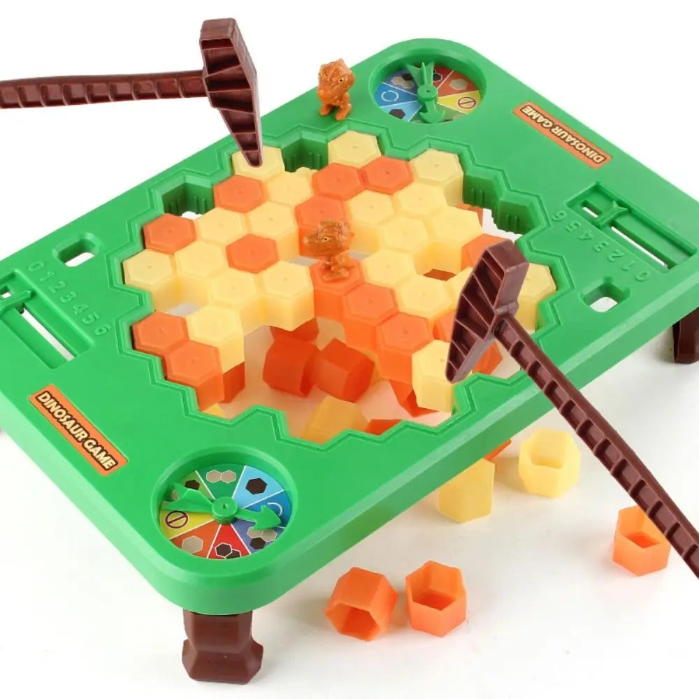 Block Board Game Dinosaur Ice Breaking Game Toy Funny Animals Ice Cubes Balance Toy Green Plastic Dinosaur Trap Toys