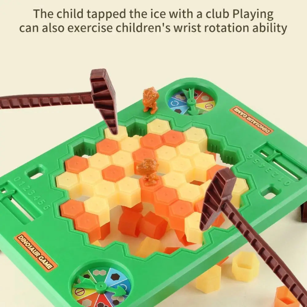 Block Board Game Dinosaur Ice Breaking Game Toy Funny Animals Ice Cubes Balance Toy Green Plastic Dinosaur Trap Toys