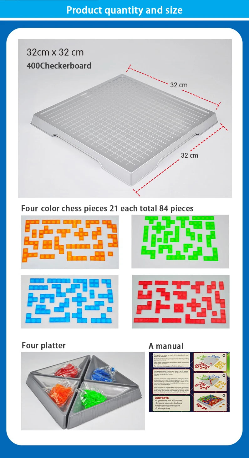 Strategy Board Game Colored Squares Educational Toys Easy To Play For Children Series Indoor Interaction Party Gift 2 - 4 Player
