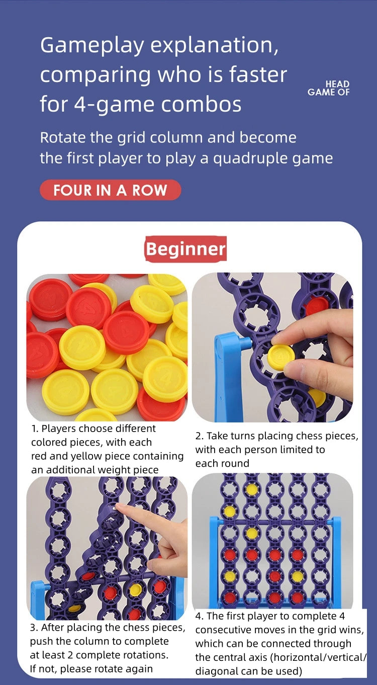 Connect 4 In A Line Board Game Four In Row Rotating Chessboard Funny Family Parent-child Interaction Toys for Kids Adults