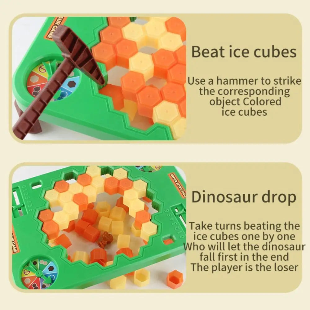 Block Board Game Dinosaur Ice Breaking Game Toy Funny Animals Ice Cubes Balance Toy Green Plastic Dinosaur Trap Toys