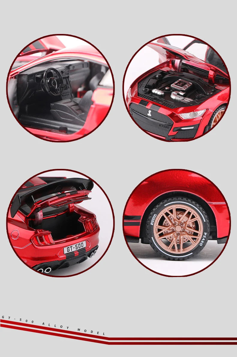 1:32 Ford Mustang Shelby GT500 Alloy Sports Car Model Diecast & Toy Vehicles Metal Car Model Simulation Collection Kids Toy Gift