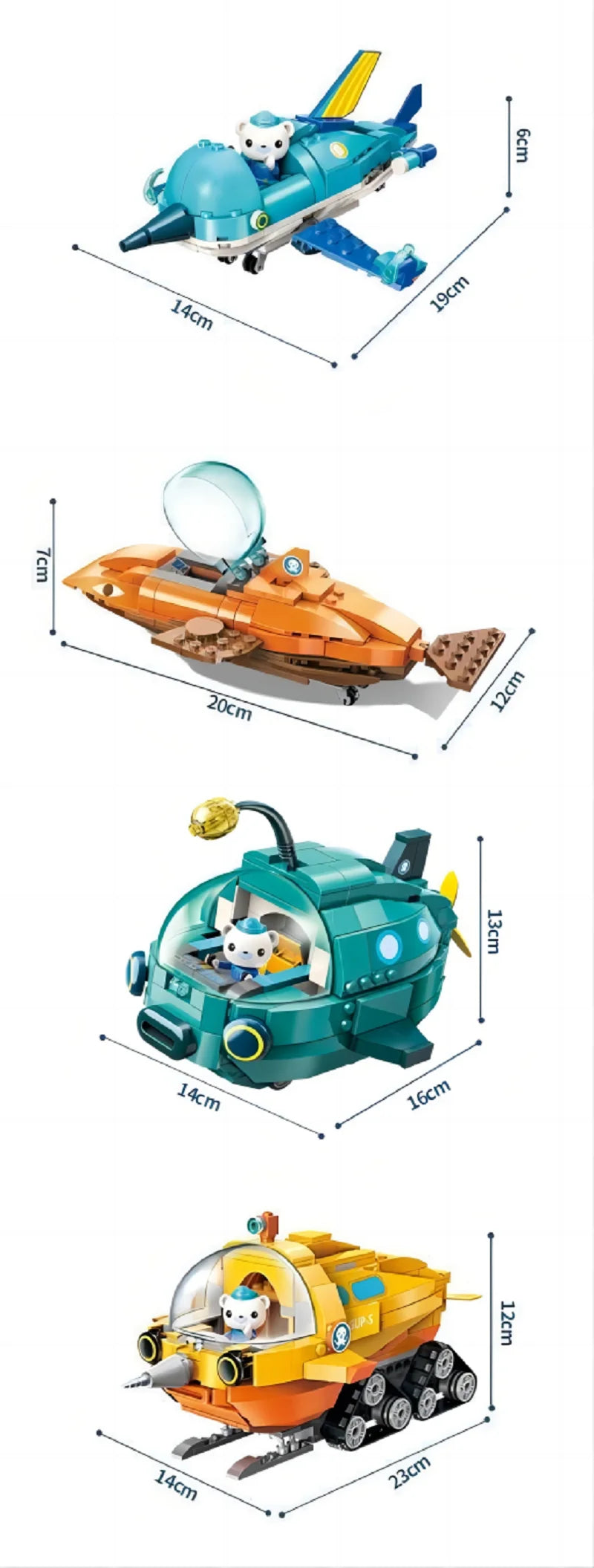 Anime octonauts Octopod GUP Building Blocks Action Figures Ocean creatures Toy Bricks Friend Interaction Kids Toys