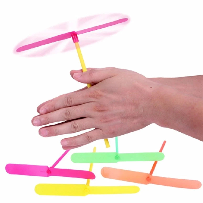 Plastic Bamboo Dragonfly Shape Hand Push Flying Propeller Outdoor Sports Game Kids Toy Gift Rotating Flying Arrow Outdoor Games