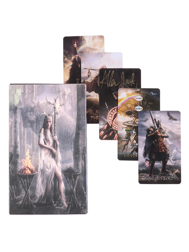80pcs/box Runic Tarot Cards Oracle Cards Prophecy Fate Divination Family Party Board Game Beginner Card Fortune Telling Game