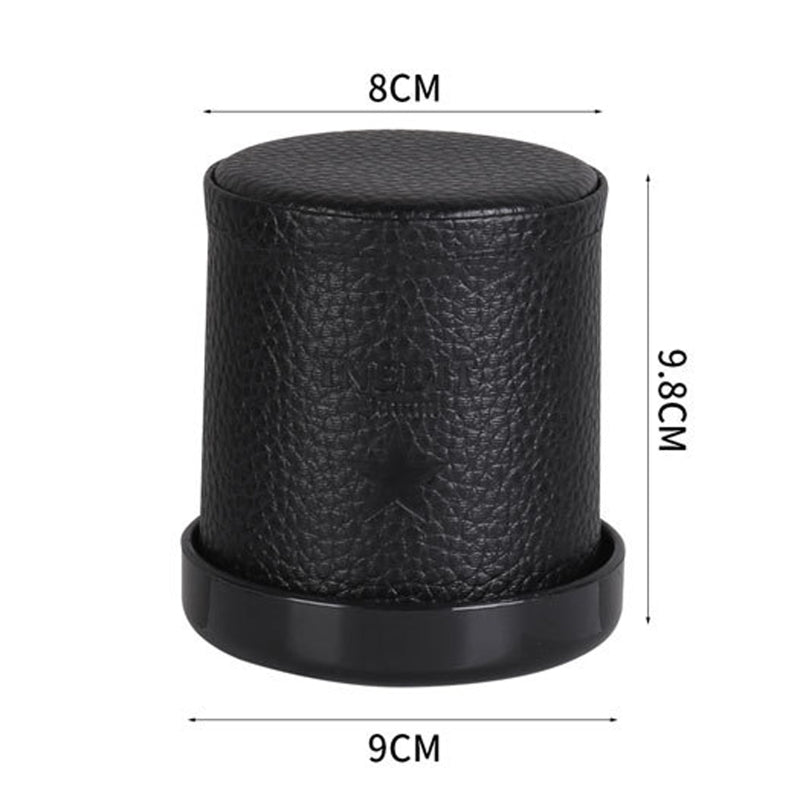 Leather Dice Cup with Lid Green Red Lining Interior Quiet in Shaking for Liars Dice Farkle Yahtzee Board Games, Black