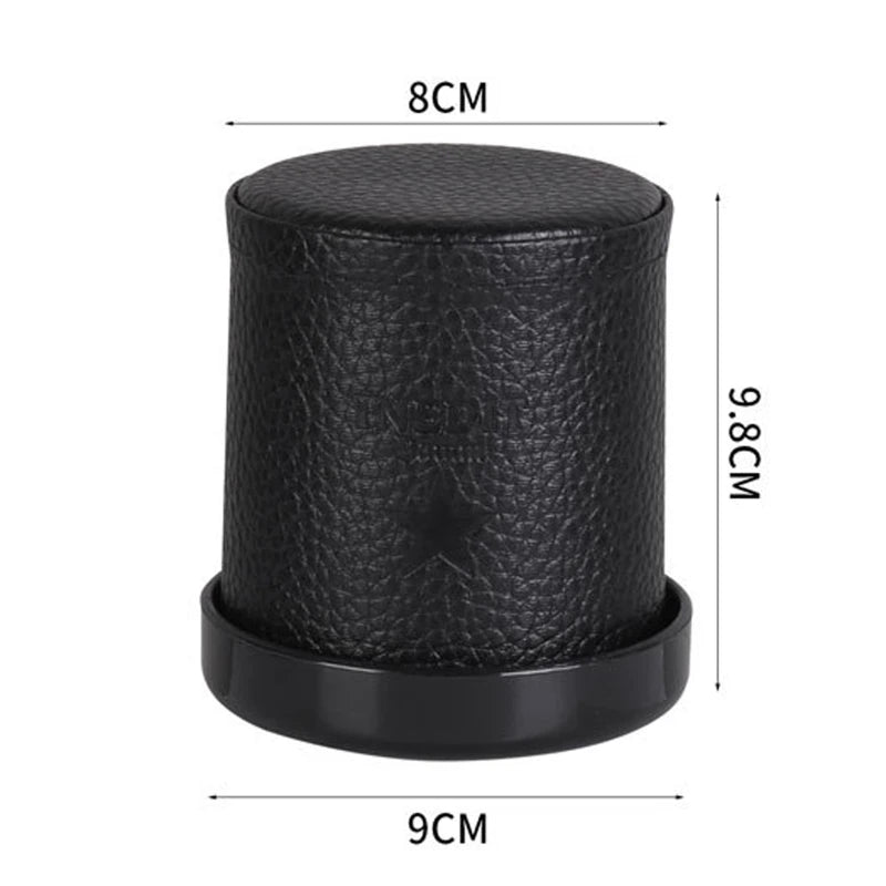 Leather Dice Cup with Lid Green Red Lining Interior Quiet in Shaking for Liars Dice Farkle Yahtzee Board Games, Black