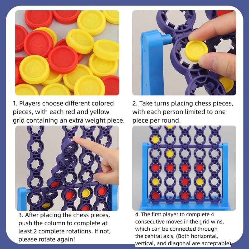 Connect 4 In A Line Board Game Four In Row Rotating Chessboard Funny Family Parent-child Interaction Toys for Kids Adults