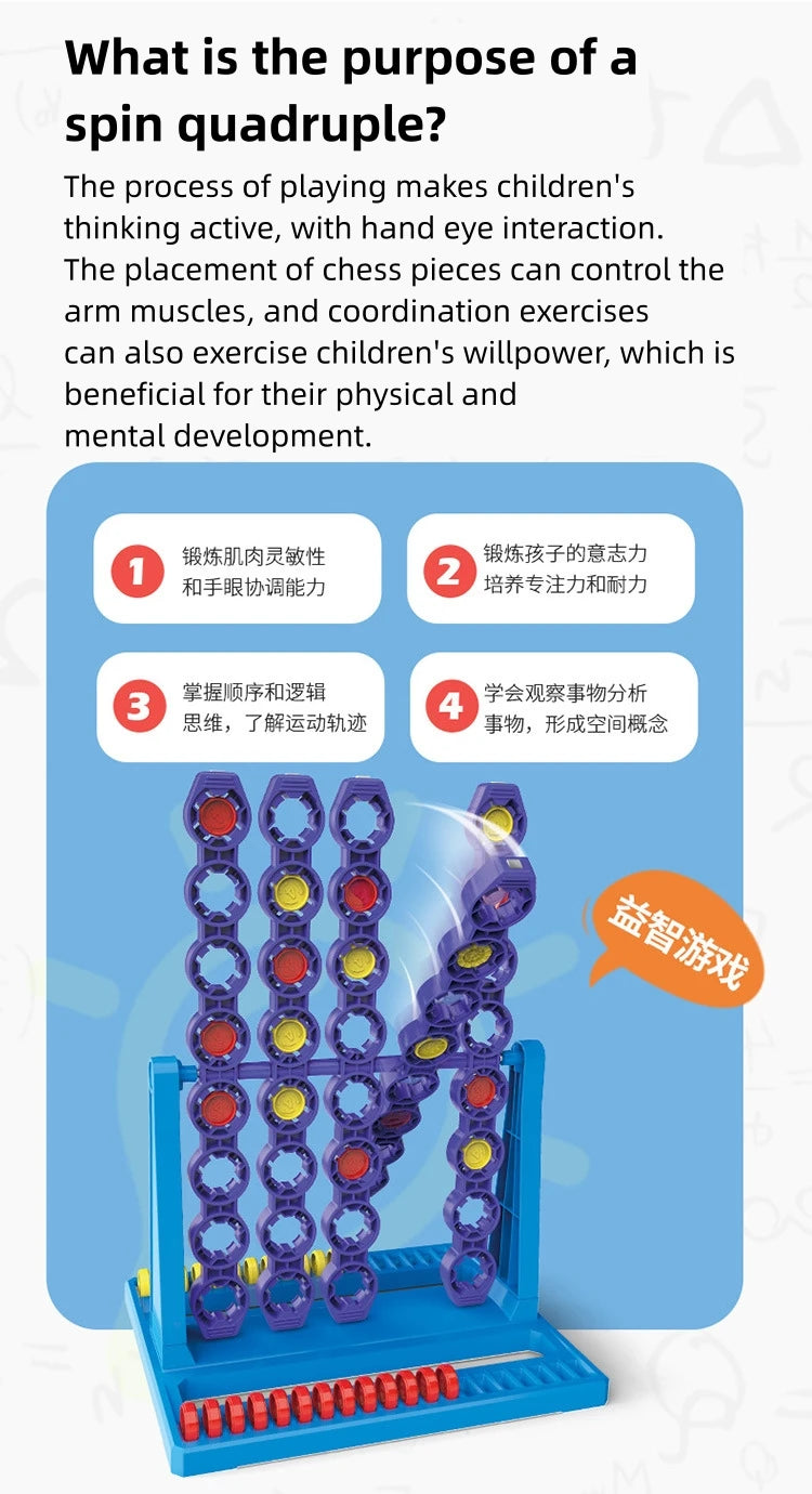 Connect 4 In A Line Board Game Four In Row Rotating Chessboard Funny Family Parent-child Interaction Toys for Kids Adults