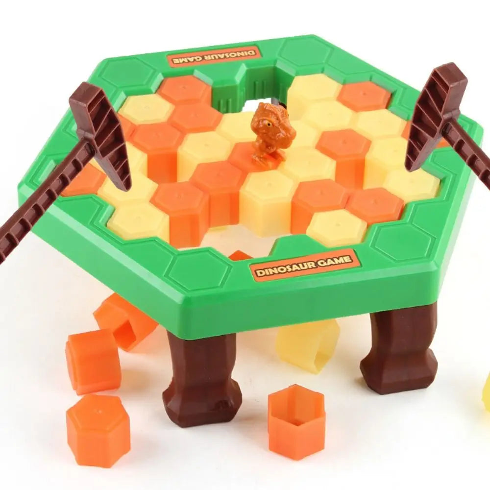 Block Board Game Dinosaur Ice Breaking Game Toy Funny Animals Ice Cubes Balance Toy Green Plastic Dinosaur Trap Toys