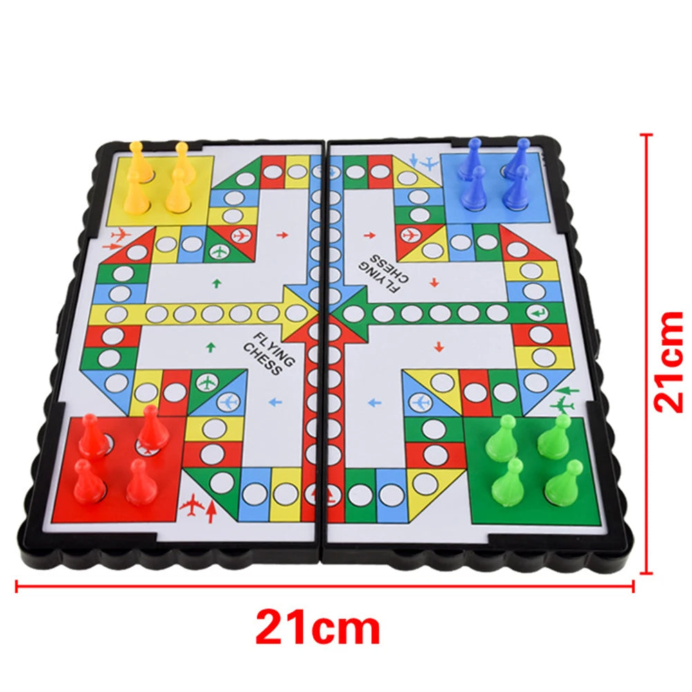 1Set Magnetic Foldable Flying Chess Crawling Mat Ludo Portable Board Game Camping Travel Game Set Aeroplane Chess ZXH