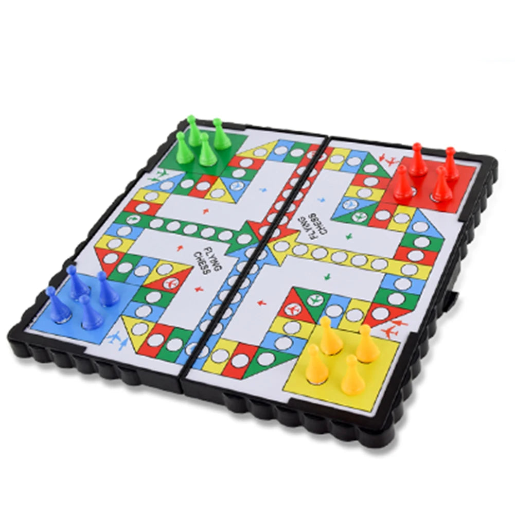1Set Magnetic Foldable Flying Chess Crawling Mat Ludo Portable Board Game Camping Travel Game Set Aeroplane Chess ZXH