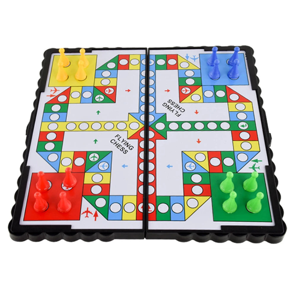 1Set Magnetic Foldable Flying Chess Crawling Mat Ludo Portable Board Game Camping Travel Game Set Aeroplane Chess ZXH