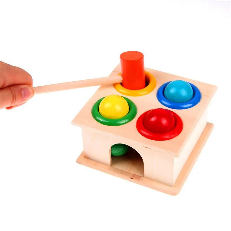 Montessori Baby Toy Kids 3D Wooden Ball Hammer Puzzles Early Learning Baby Games Toy Educational Children Birthday New Year Gift