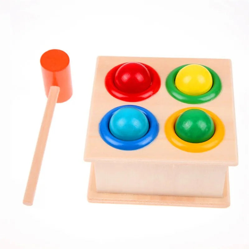 Montessori Baby Toy Kids 3D Wooden Ball Hammer Puzzles Early Learning Baby Games Toy Educational Children Birthday New Year Gift