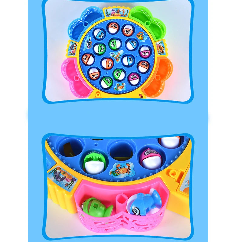 New Kids Fishing Toys Electric Rotating Fishing Play Game Musical Fish Plate Set Magnetic Outdoor Sports Toys for Children Gifts