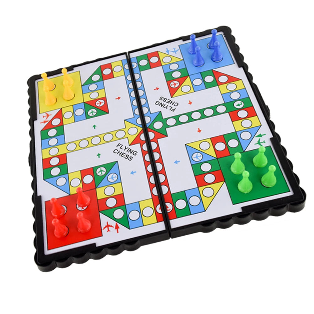 1Set Magnetic Foldable Flying Chess Crawling Mat Ludo Portable Board Game Camping Travel Game Set Aeroplane Chess ZXH