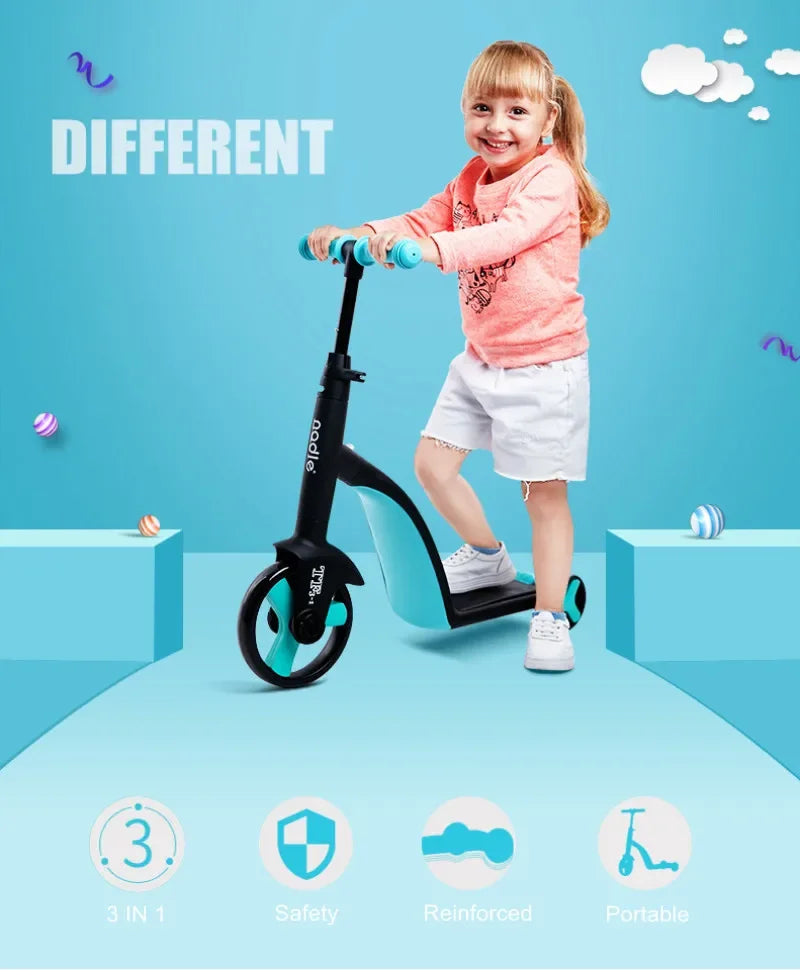 3 in 1 Kids Kick Scooter Kickboard+ Tricycle + Balance bike Child Ride On Toy Boy Girl Scooter Adjustable Toddler Birthday Gift