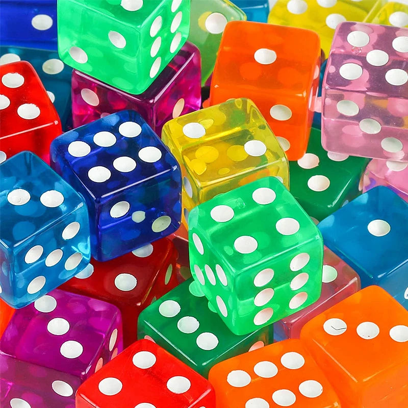 12Pcs 16MM Transparent Dice For Board Games For Adullts Children Juegos De Mesa Familiares Divertidos