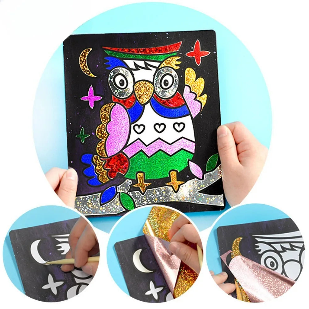 DIY Cartoon Magic Transfer Painting Crafts for Kids Arts and Crafts Toys Children Creative Educational Learning Drawing Toys