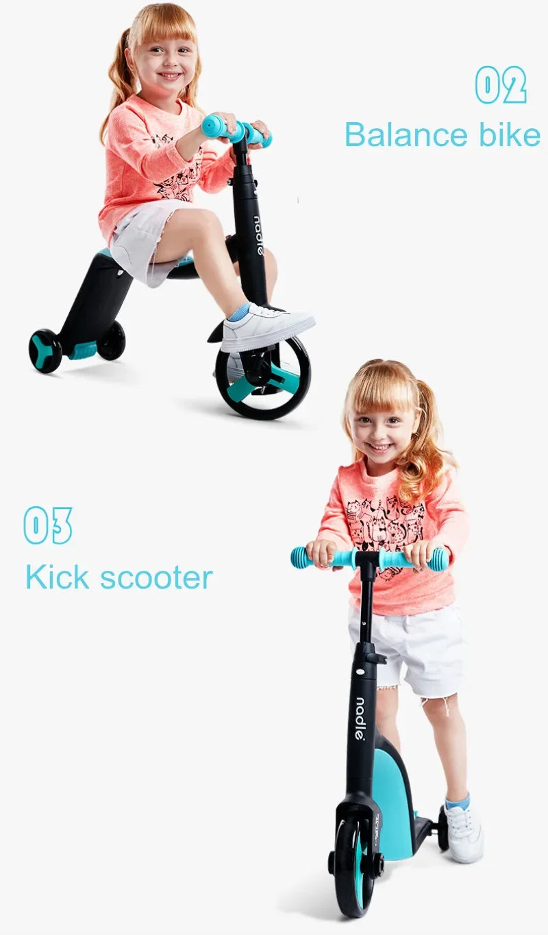 3 in 1 Kids Kick Scooter Kickboard+ Tricycle + Balance bike Child Ride On Toy Boy Girl Scooter Adjustable Toddler Birthday Gift