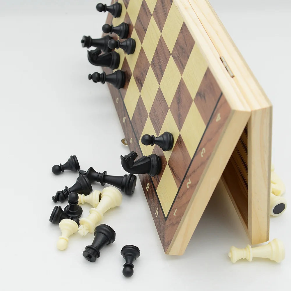 New 3 in 1 Wooden Chess Backgammon Checkers Travel Games Chess Set Board Draughts Entertainment Christmas Gift